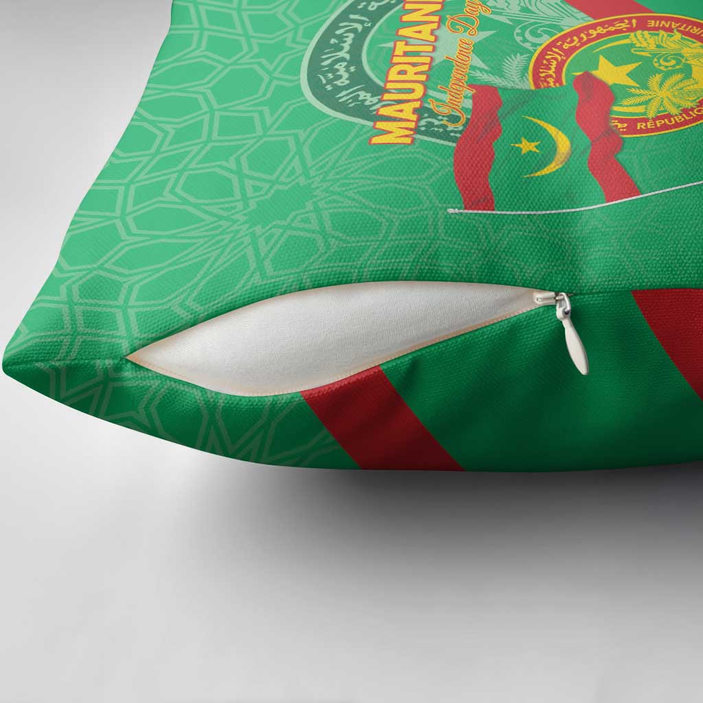 Mauritania Independence Day Pillow Cover Coat Of Arms With Map