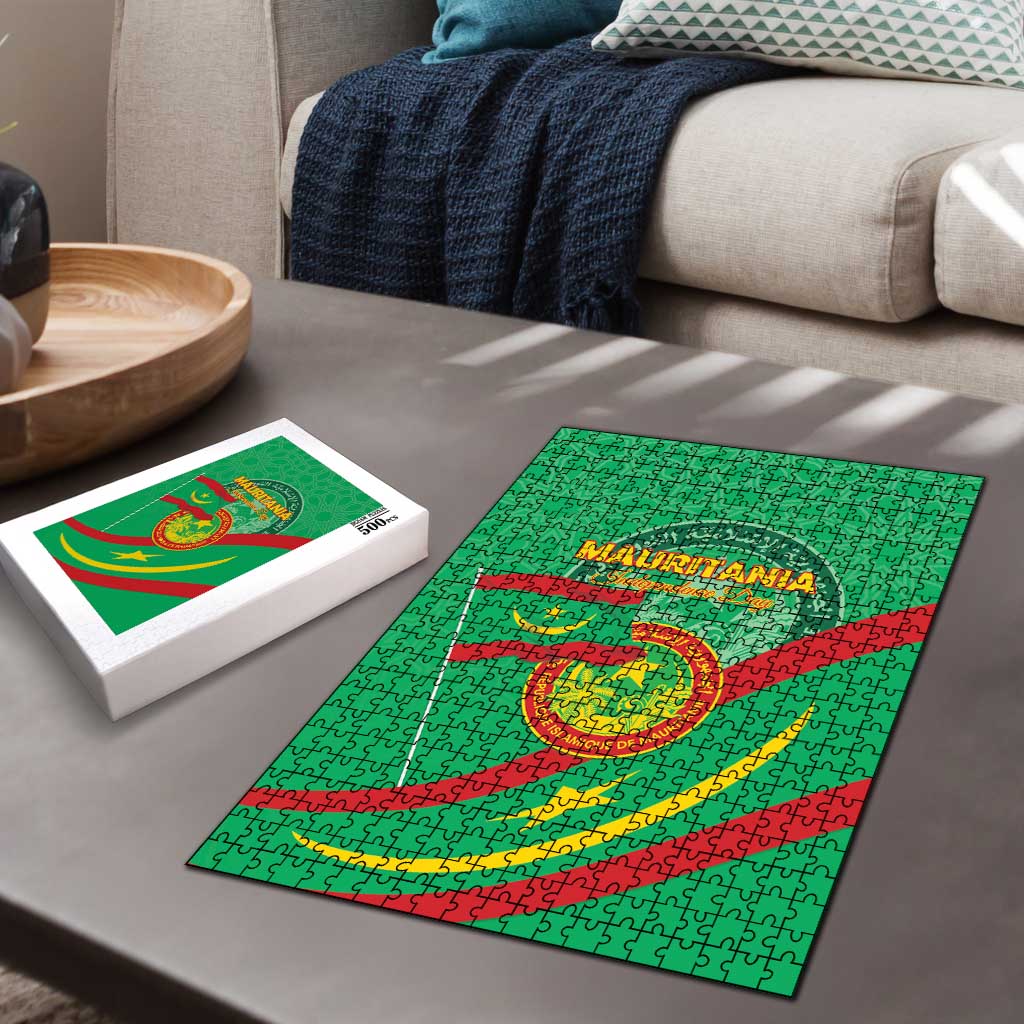 Mauritania Independence Day Puzzle Coat Of Arms With Map
