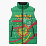 Personalized Mauritania Independence Day Sleeveless Puffer Jacket Coat Of Arms With Map