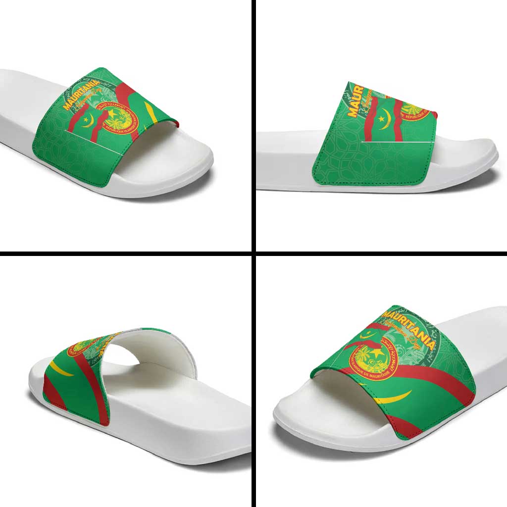 Mauritania Independence Day Slide Sandals Coat Of Arms With Map