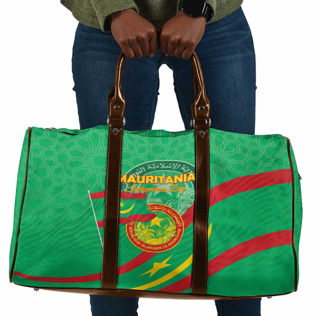 Mauritania Independence Day Travel Bag Coat Of Arms With Map