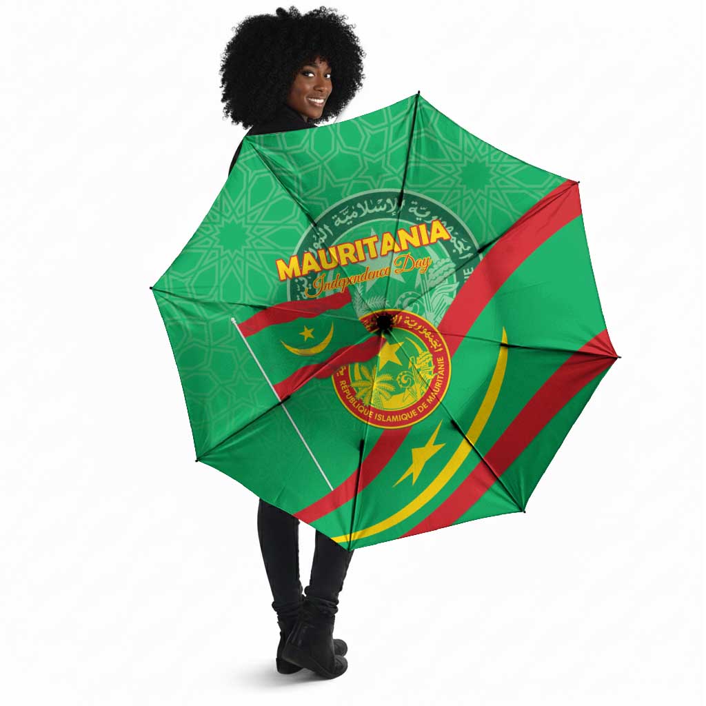 Mauritania Independence Day Umbrella Coat Of Arms With Map