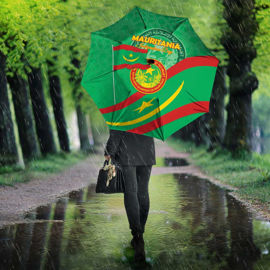 Mauritania Independence Day Umbrella Coat Of Arms With Map