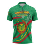 Personalized Mauritania Independence Day Zipper Polo Shirt Coat Of Arms With Map