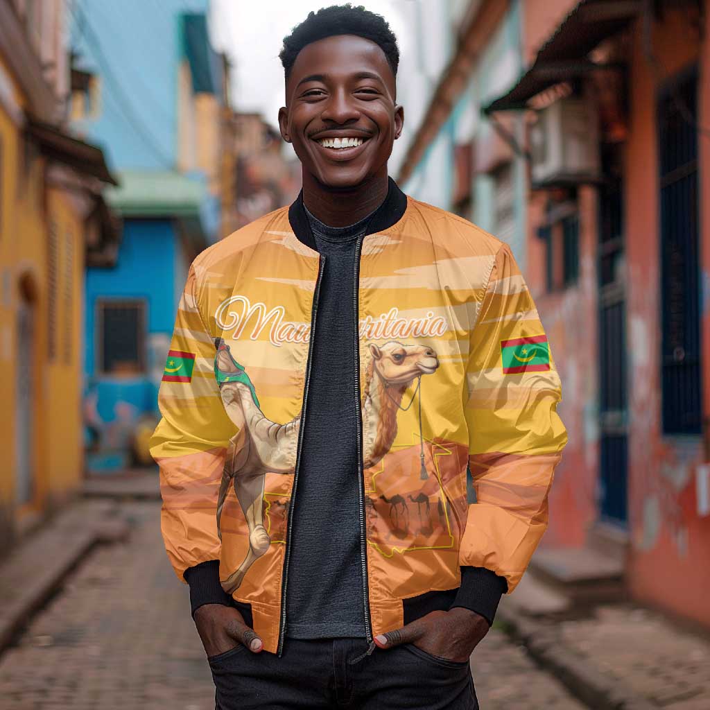 Mauritania Sahara Personalized Bomber Jacket Camel With Map - African Pride