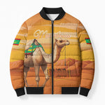 Personalized Mauritania Sahara Bomber Puffer Jacket Camel With Map