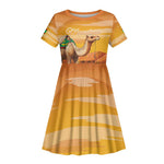 Mauritania Sahara Personalized Kid Short Sleeve Dress Camel With Map - African Pride