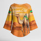 Personalized Mauritania Sahara Kimono Sleeve Blouse Camel With Map