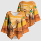 Personalized Mauritania Sahara Kimono Sleeve Blouse Camel With Map