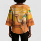 Personalized Mauritania Sahara Kimono Sleeve Blouse Camel With Map