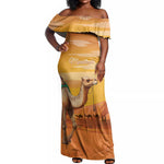 Mauritania Sahara Personalized Off Shoulder Maxi Dress Camel With Map - African Pride
