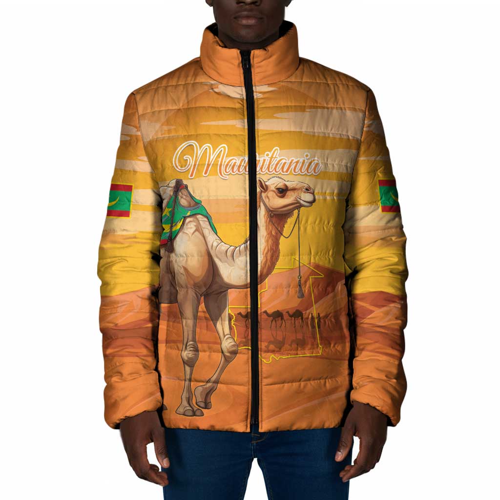 Personalized Mauritania Sahara Padded Jacket Camel With Map