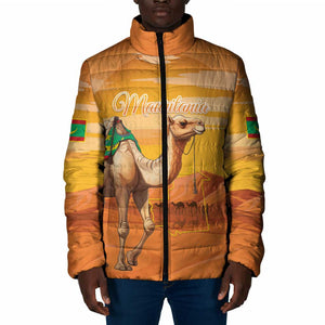 Personalized Mauritania Sahara Padded Jacket Camel With Map