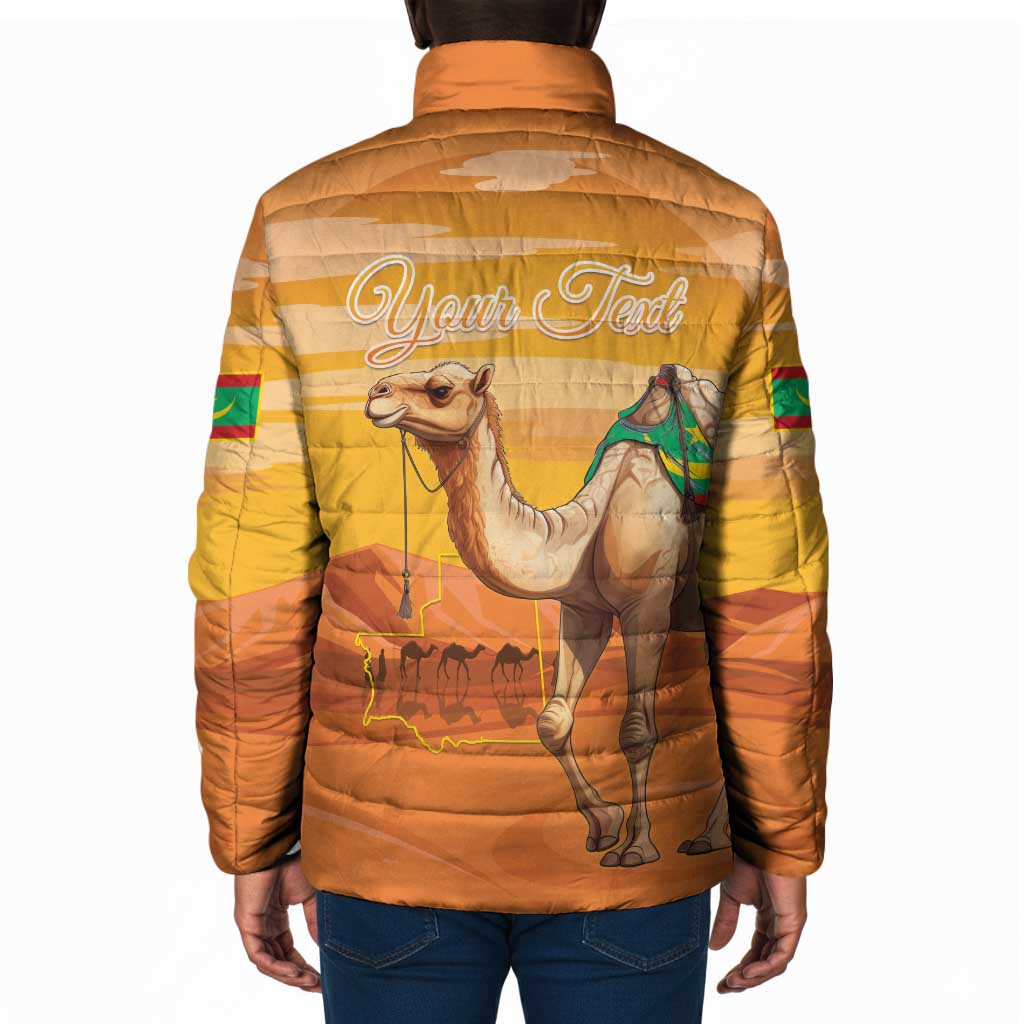 Personalized Mauritania Sahara Padded Jacket Camel With Map
