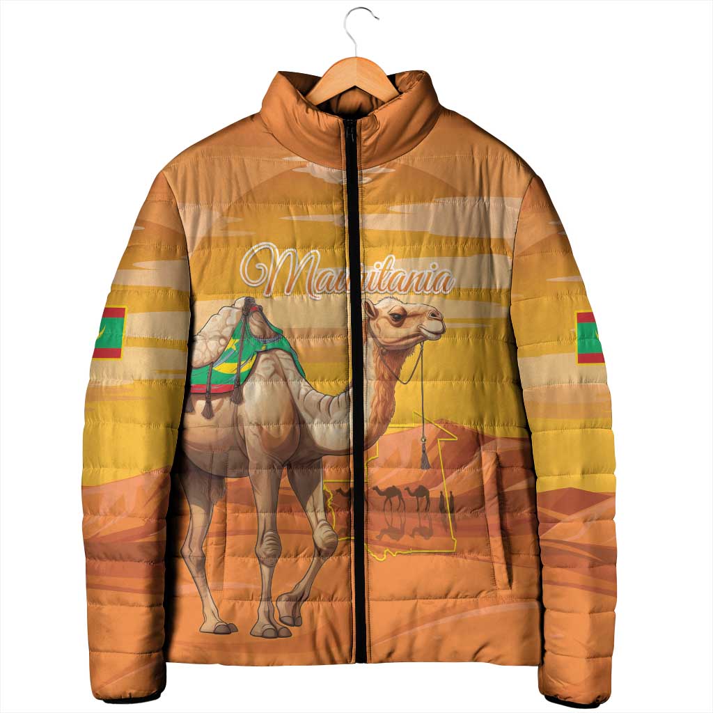 Personalized Mauritania Sahara Padded Jacket Camel With Map