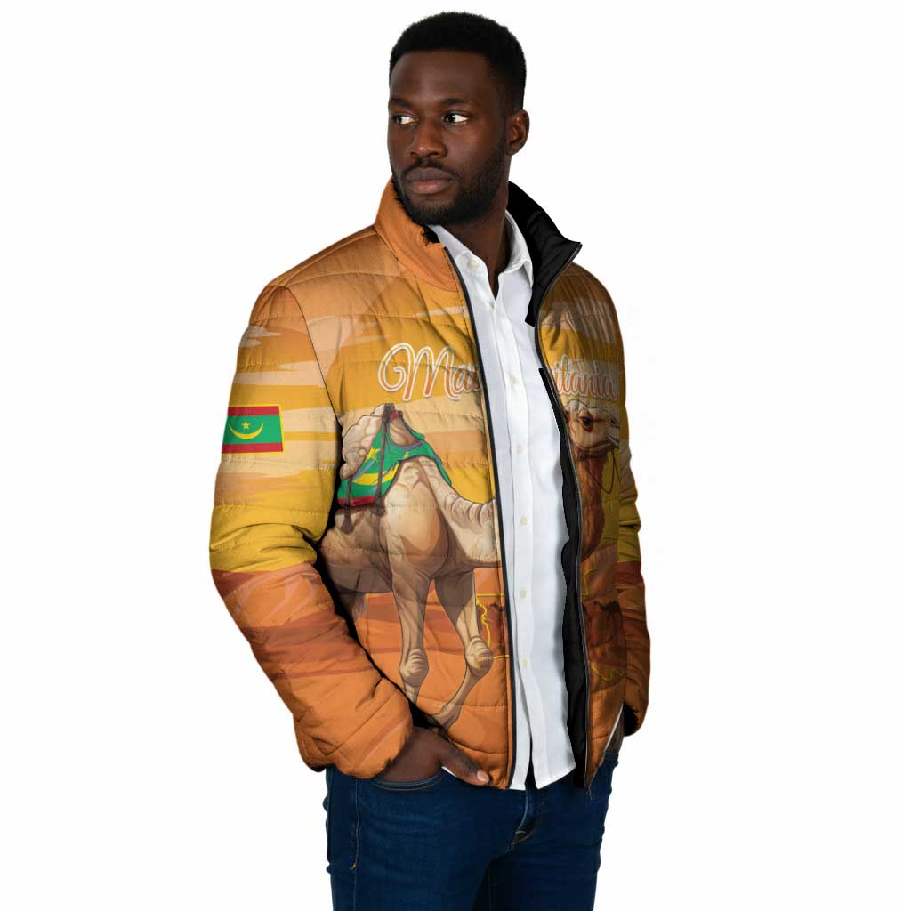 Personalized Mauritania Sahara Padded Jacket Camel With Map