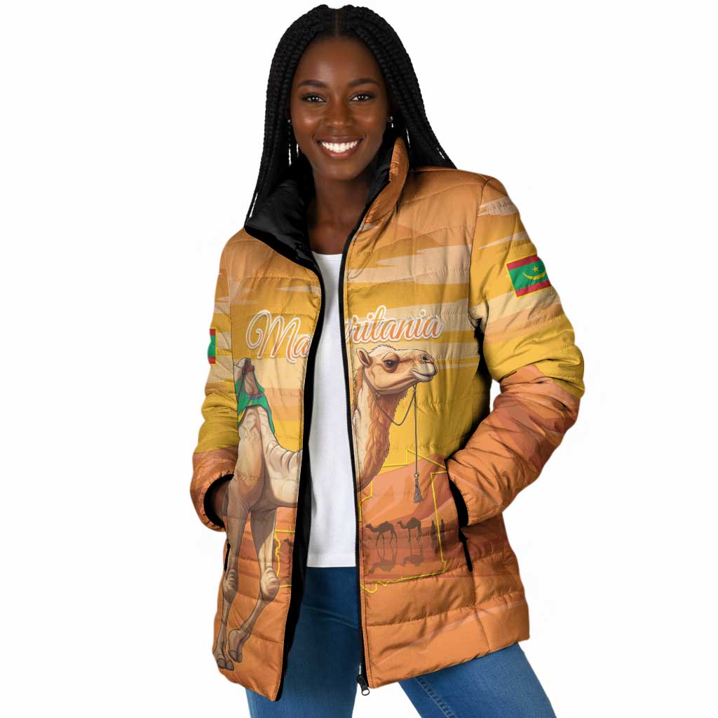 Personalized Mauritania Sahara Padded Jacket Camel With Map