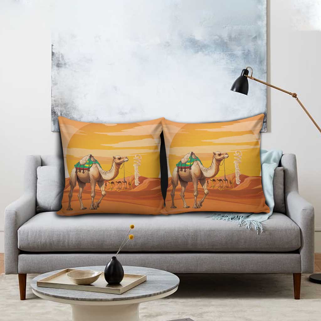 Mauritania Sahara Pillow Cover Camel With Map