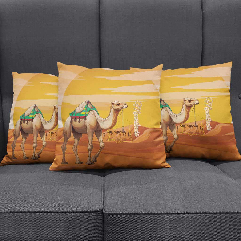 Mauritania Sahara Pillow Cover Camel With Map