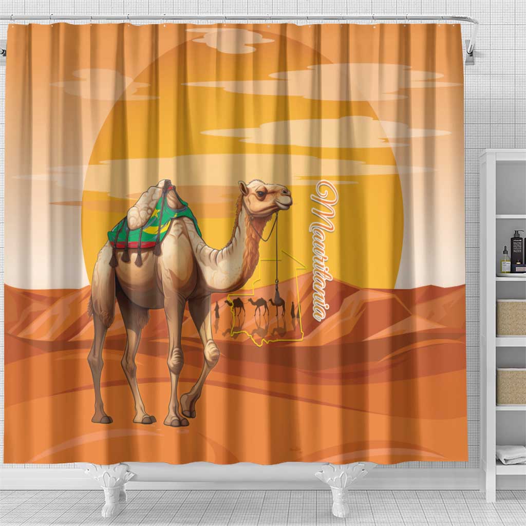 Mauritania Sahara Shower Curtain Camel With Map - African Pride