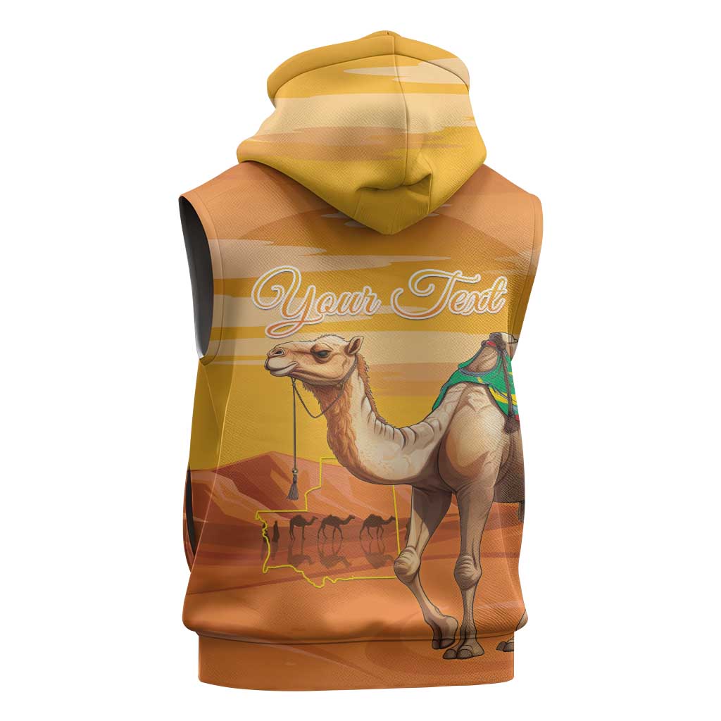 Mauritania Sahara Personalized Sleeveless Hoodie Camel With Map - African Pride