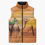 Personalized Mauritania Sahara Sleeveless Puffer Jacket Camel With Map
