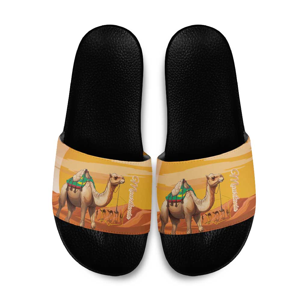 Mauritania Sahara Slide Sandals Camel With Map