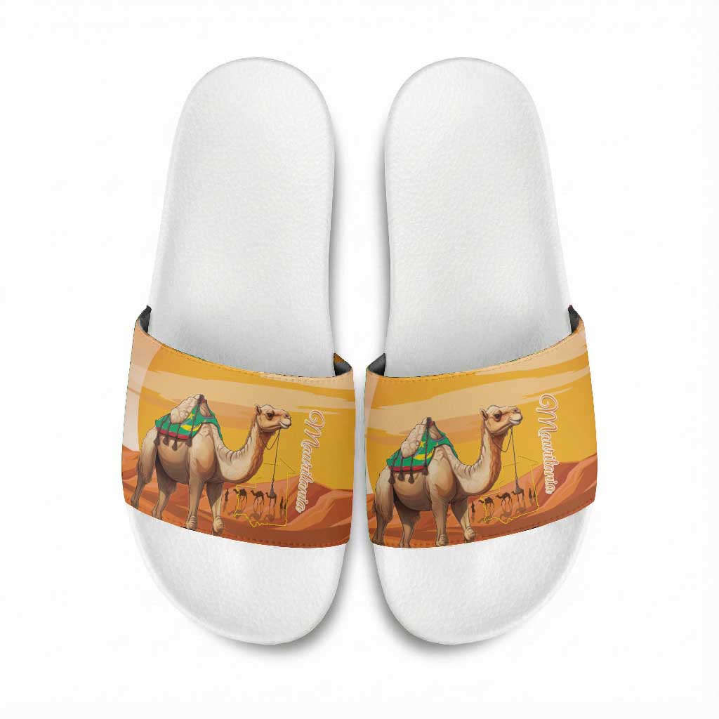 Mauritania Sahara Slide Sandals Camel With Map