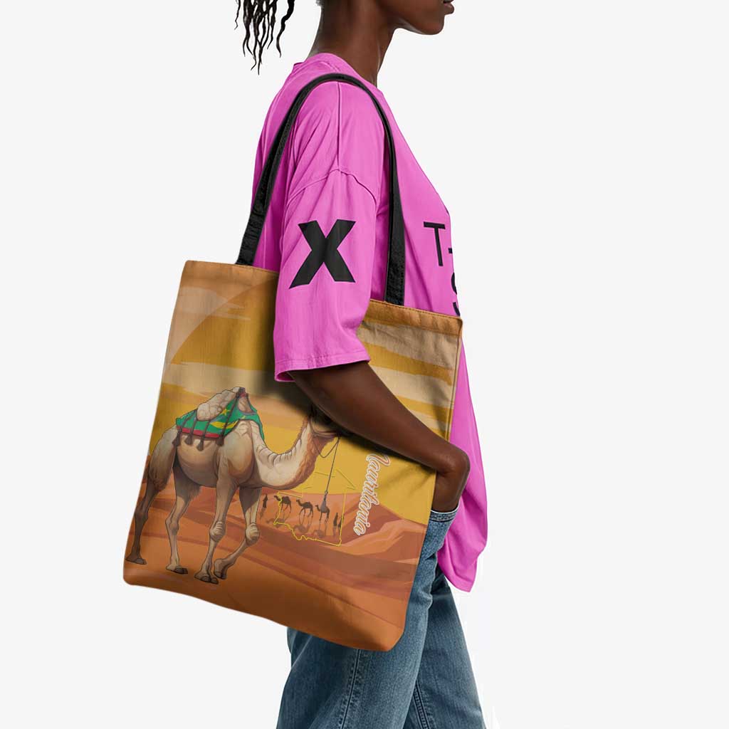 Mauritania Sahara Tote Bag Camel With Map