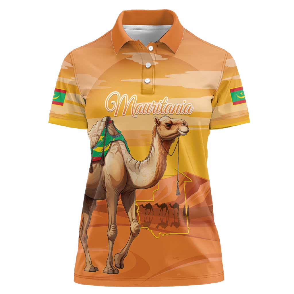 Mauritania Sahara Personalized Women Polo Shirt Camel With Map - African Pride