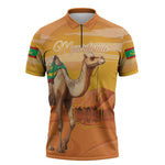 Personalized Mauritania Sahara Zipper Polo Shirt Camel With Map