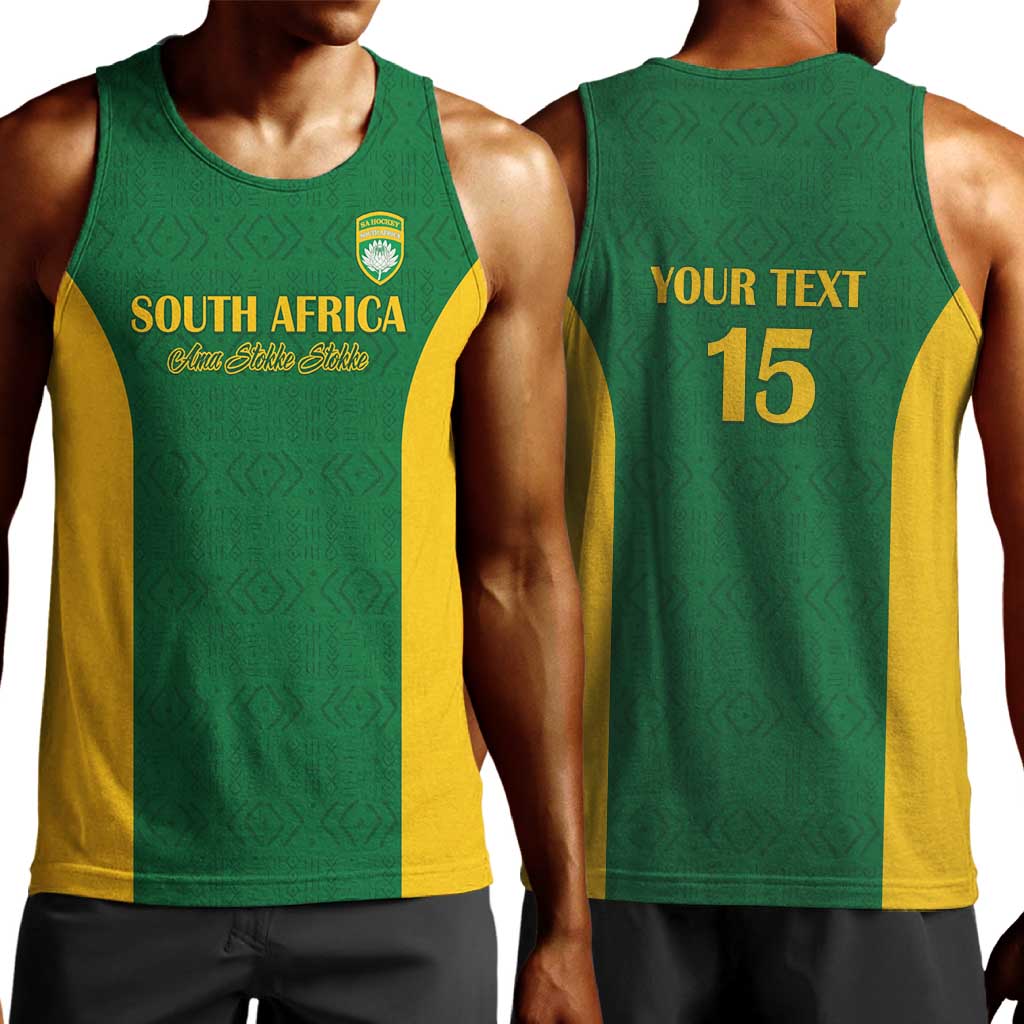 South Africa Hockey Custom Men Tank Top Come On Ama Stokke Stokke - African Pride