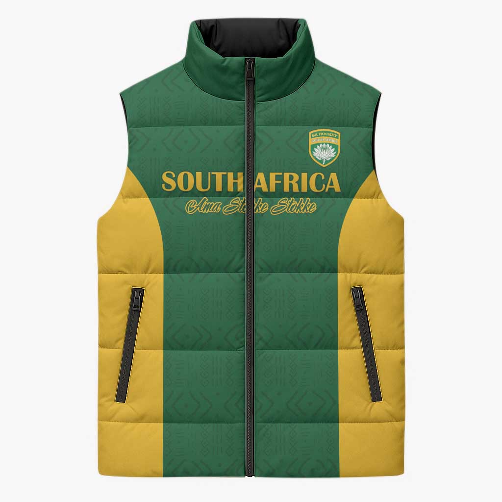 South Africa Hockey Custom Sleeveless Puffer Jacket Go Ama Stokke Stokke Go