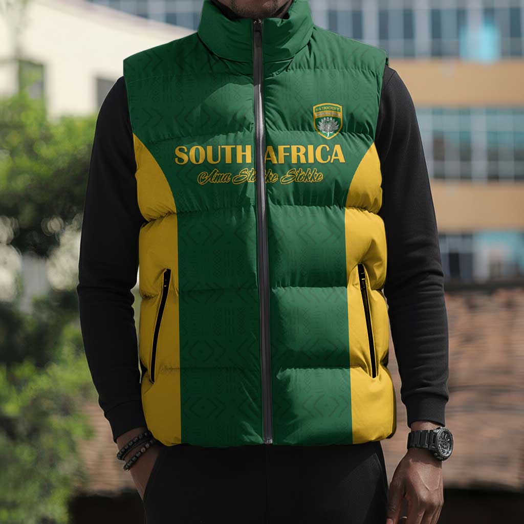 South Africa Hockey Custom Sleeveless Puffer Jacket Go Ama Stokke Stokke Go