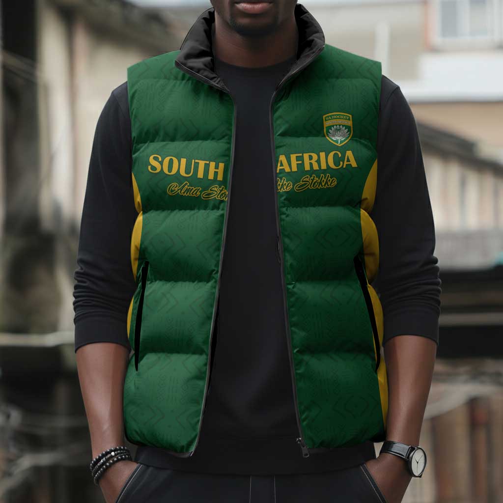 South Africa Hockey Custom Sleeveless Puffer Jacket Go Ama Stokke Stokke Go