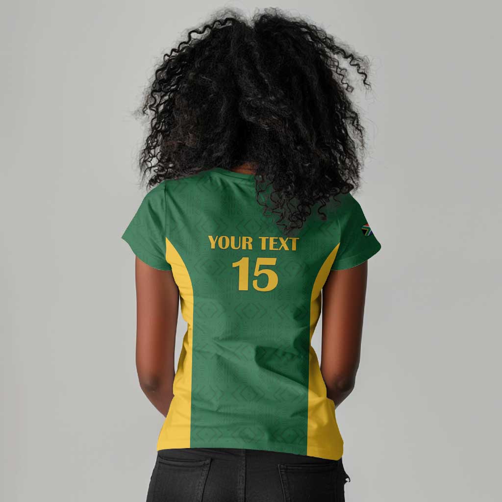 South Africa Hockey Custom Women V-Neck T-Shirt Come On Ama Stokke Stokke - African Pride