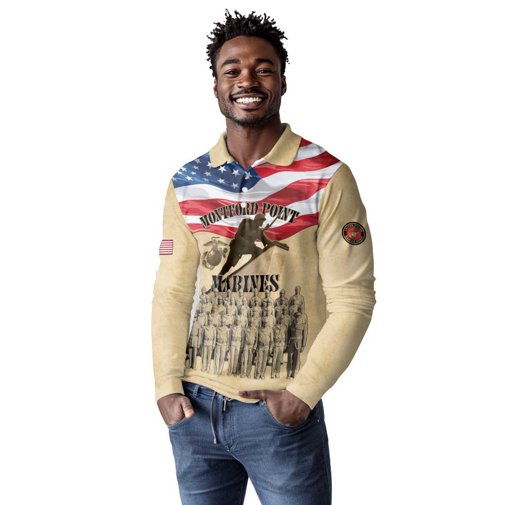 Montford Point Marines Legacy Long Sleeve Polo Shirt First Black U.S. Marines - African Pride