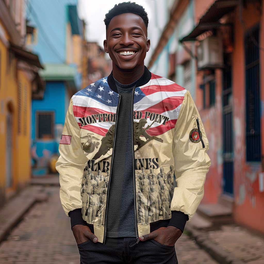 Montford Point Marines Legacy Sleeve Zip Bomber Jacket First Black U.S. Marines - African Pride