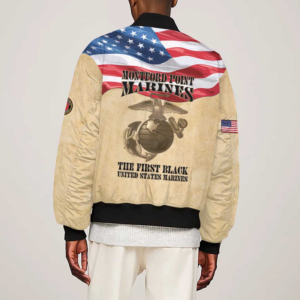 Montford Point Marines Legacy Sleeve Zip Bomber Jacket First Black U.S. Marines - African Pride