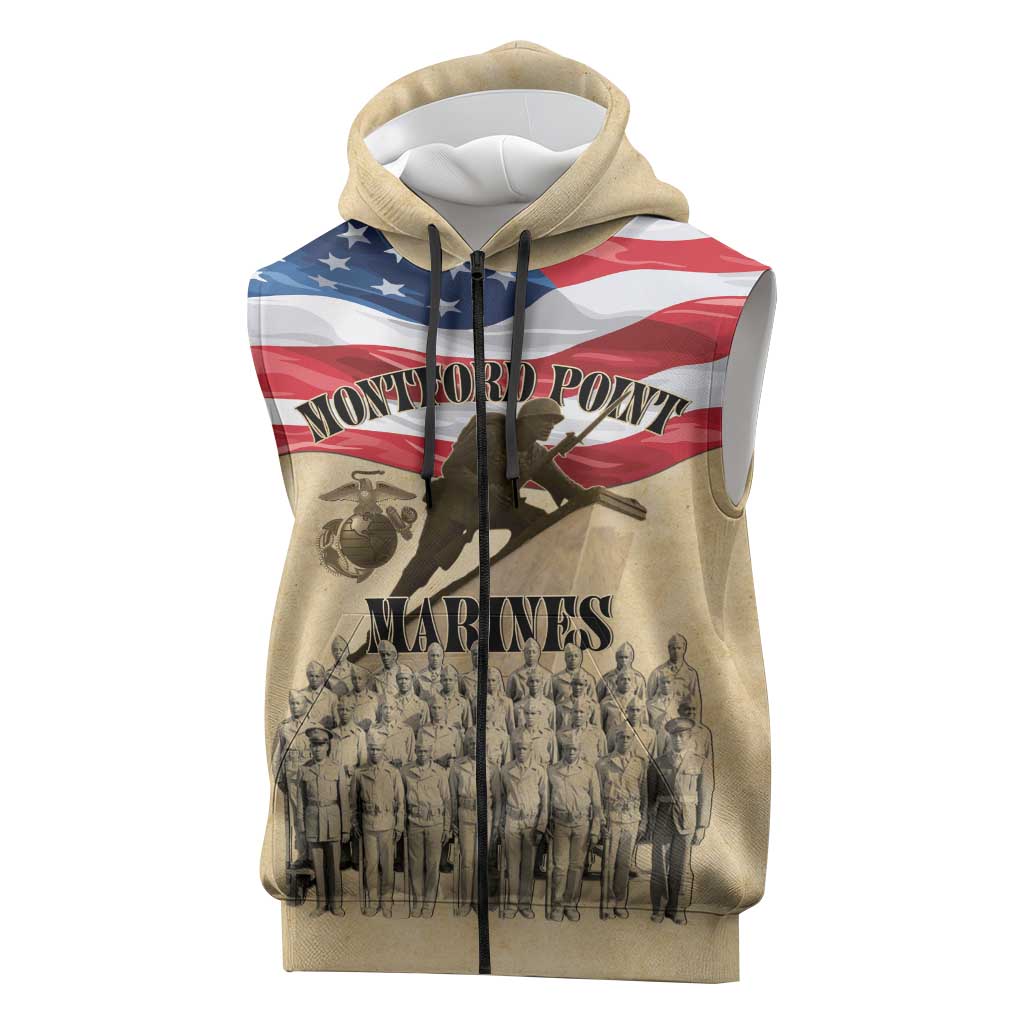 Montford Point Marines Legacy Sleeveless Zip Hoodie First Black U.S. Marines - African Pride