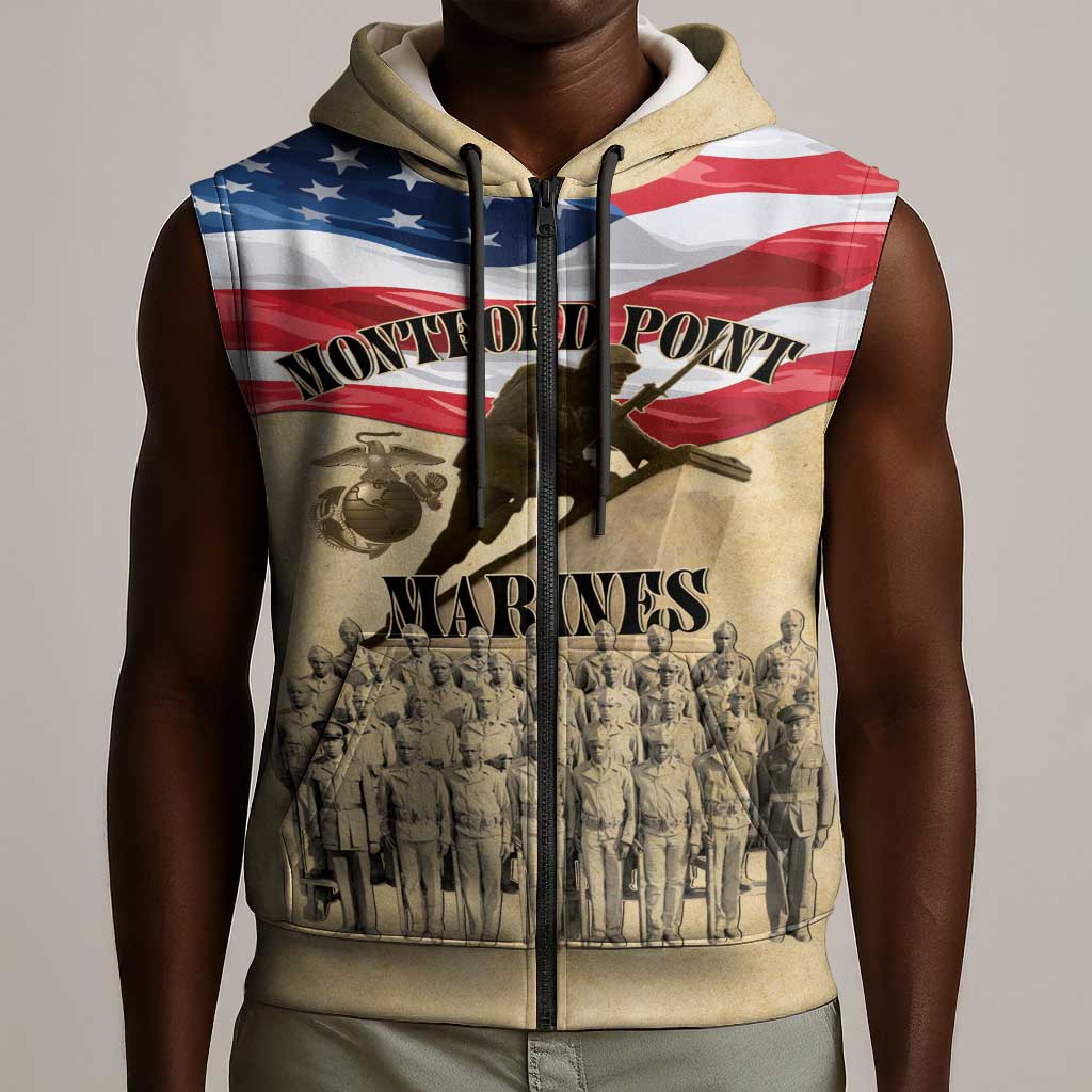 Montford Point Marines Legacy Sleeveless Zip Hoodie First Black U.S. Marines - African Pride