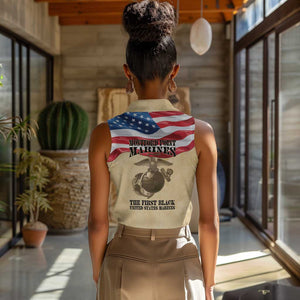 Montford Point Marines Legacy Women Sleeveless Polo Shirt First Black U.S. Marines - African Pride