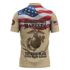 Montford Point Marines 1942-1949 Zipper Polo Shirt The First Black Marines