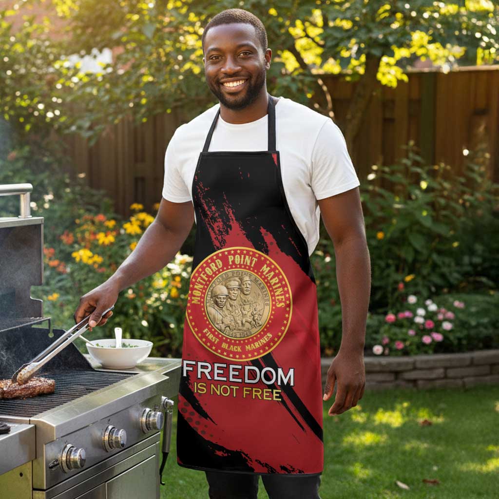 Proud to Honor Montford Point Marines Apron Freedom Is Not Free - Red