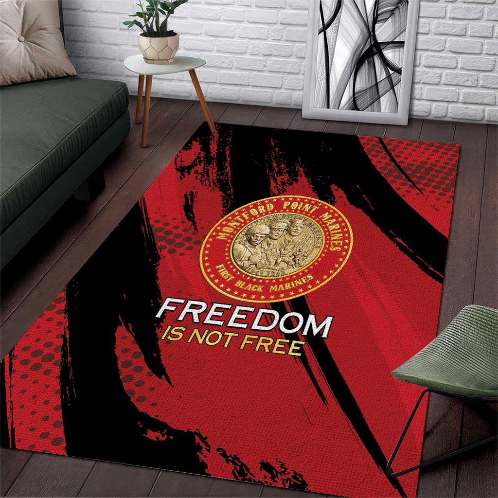 Honoring the First Black Marines Area Rug Montford Point Heroes - Red - African Pride