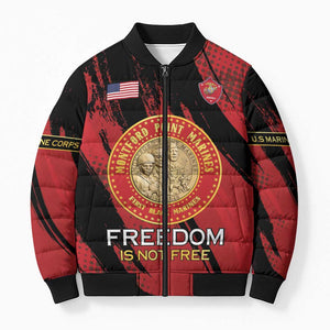 Personalized Proud to Honor Montford Point Marines Bomber Puffer Jacket Freedom Is Not Free - Red