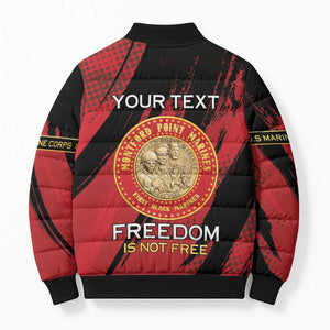 Personalized Proud to Honor Montford Point Marines Bomber Puffer Jacket Freedom Is Not Free - Red