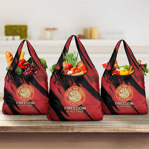 Honoring the First Black Marines Grocery Bag Montford Point Heroes - Red - African Pride