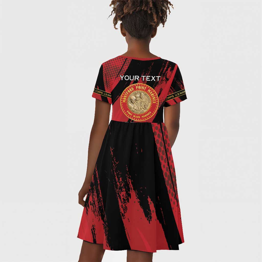 Personalized Honoring the First Black Marines Kid Short Sleeve Dress Montford Point Heroes - Red - African Pride