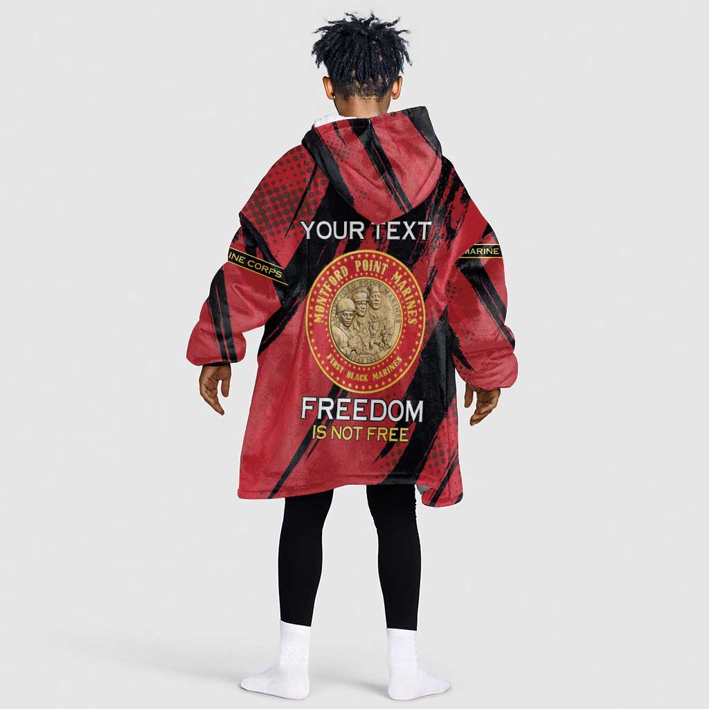 Personalized Honoring the First Black Marines Kid Wearable Blanket Hoodie Montford Point Heroes - Red - African Pride